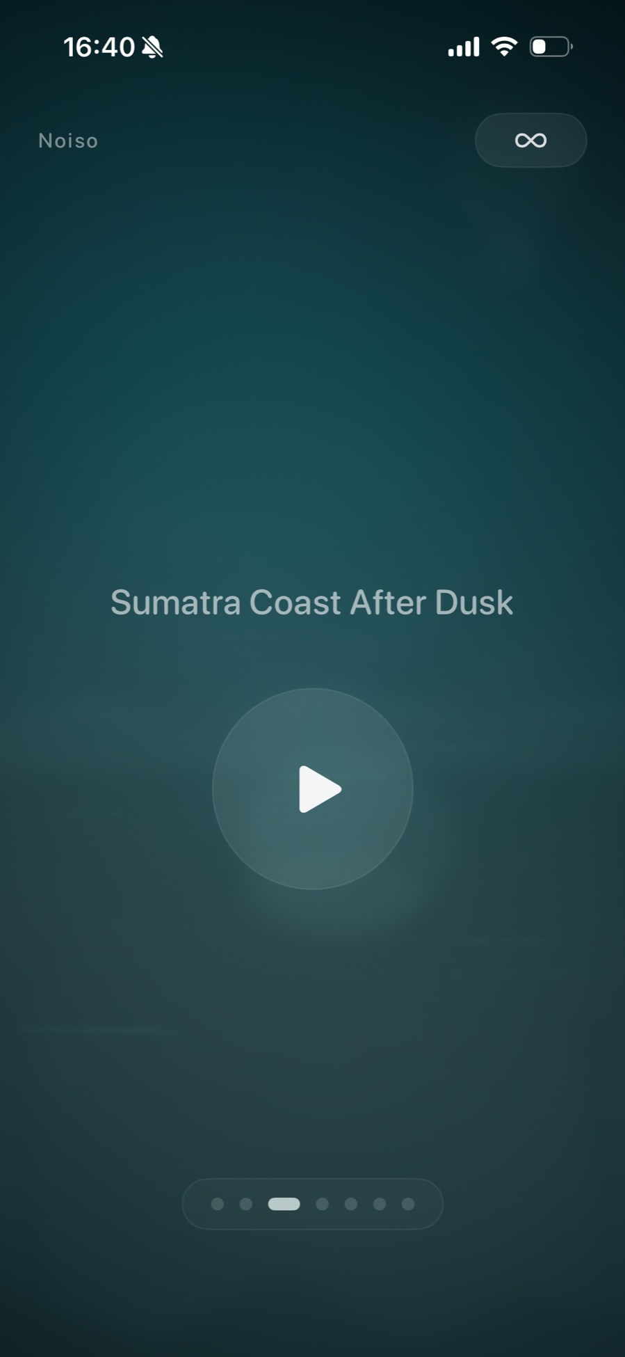 Noiso showing Sumatra Coast After Dusk with the play control centered
